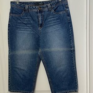 French Cuff Blue Denim Capris, sz 14